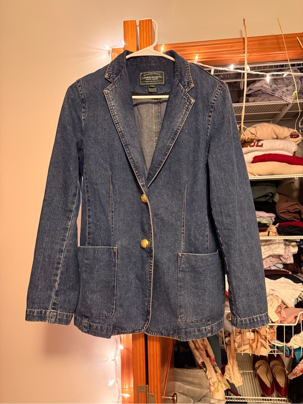 Lauren Jeans Co. Ralph Lauren Denim Blazer with Gold Buttons